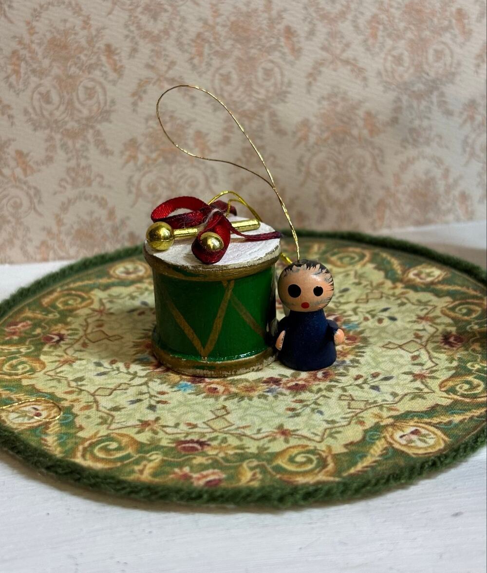 Vintage Christmas Drum and Angel Ornaments